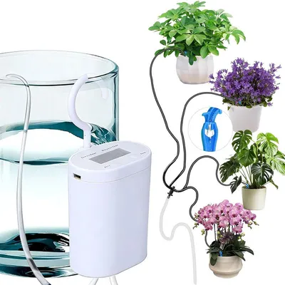 Produktbild von 4-Kanal Pflanzen Bewässerungssystem automatisch 2000mAh Akku Tropfer mit Timer USB wiederaufladbar Indoor Balkon Gartenpflege