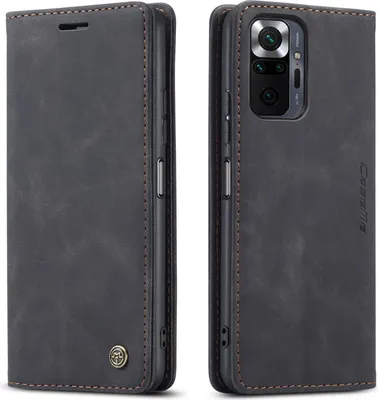 Image de Redmi Note 10 Pro Housse, étui rétro en cuirPolyuréthaneavec fonction de support Housse de protection pour Xiaomi Redmi Note 10 Pro/Note 10 Pro Max Noir