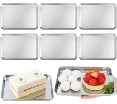 Produktbild von Backblech Edelstahl Rechteckig 21 x 14,8 cm 6er Set