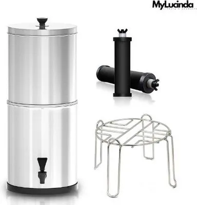 Immagine prodotto di Filtro per l'acqua con capacità di 11 litri – Dimensioni: 24x24x55 cm – Depuratore d'acqua in acciaio inossidabile