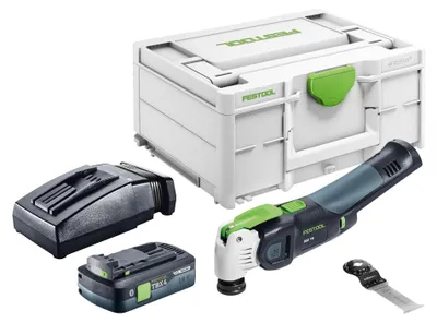 Obrázek produktu pro Akumulátorová oscilační pila Festool OSC 18 E-Basic 18 V Starlock Max Brushless + 1x akumulátor 4,0 Ah + nabíječka + Systainer
