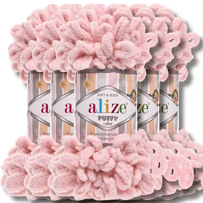 Produktbild von Alize 5x 100g Puffy Wolle, Uni, Häkeln, Stricken (Powder - 161)