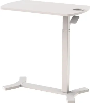 Produktbild von ESMART EACM-121WW 70 x 40 cm Weiß mit Cupholder - Mobiler stufenlos pneumatisch höhenverstellbarer Beistelltisch 65-103 cm auf Rollen für Couch, Bett, Kinderzimmer und Homeoffice