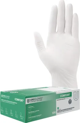 Produktbild von Unigloves Latexhandschuhe COMFORT Gr. 7-8 mediuml 100 Stück/Box