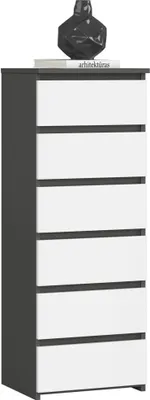 Image de Commode CL6 40 cm Gris Graphite et Blanc avec 1 Tiroir et Bord ABS