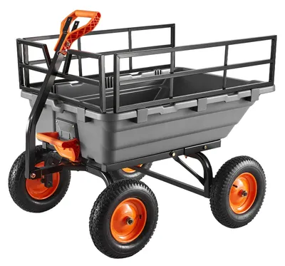 Produktbild von SucceBuy Gartenwagen 680 kg, Transportwagen mit Kippfunktion, Handwagen mit 2-in-1-Griff, Transportkarre, Handkarre, Bollerwagen, Kippwagen für Pflanzen, Erde und Erntegut