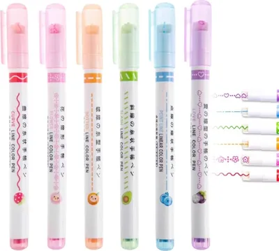 Obrázok produktu pre Sada 6ks - Perá s dvojitým hrotom a 6 rôznymi tvarmi línií s tenkými hrotmi, Ceruzky a písací materiál, Fixky - PRINTPEN
