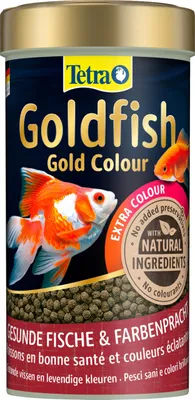 Imagen del producto de Tetra Goldfish, alimento en gránulos para peces dorados, color dorado, envase de 250 ml, apto para peces de agua fría