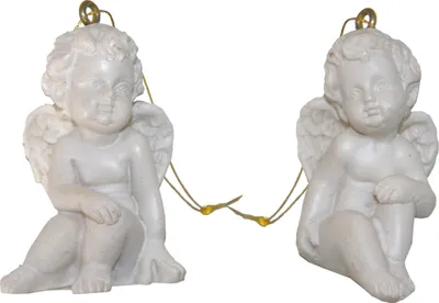 Produktbild von Schutzengel Deko weiß mit Goldfaden, 2er Set, 4,5 cm Polyresin
