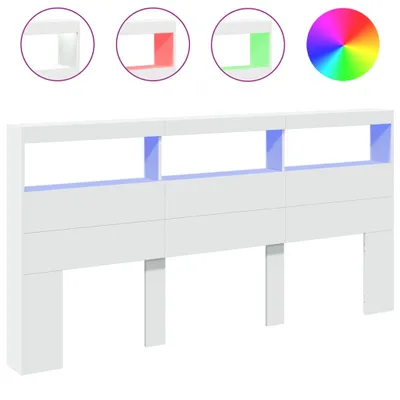 Produktbild von vidaXL LED-Kopfteil mit Ablagen Weiß 200x17x102 cm