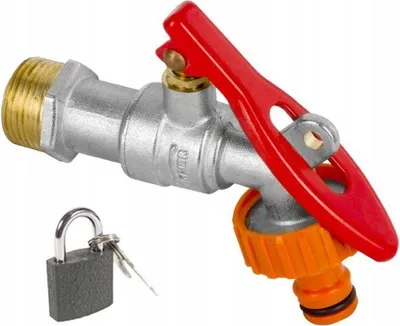 Image de Robinet À Bille Avec Raccord Rapide Pour Cadenas 1/2 + Cadenas