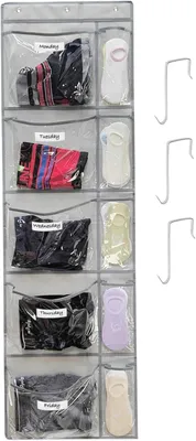 Produktbild von Faltbarer Türorganizer – 5 Taschen + 3 Haken – Wochenorganisation – Kinder/Erwachsene