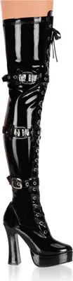 Produktbild von PLEASER ELECTRA-3028 Plateau Overknee Stiefel mit Schnallen