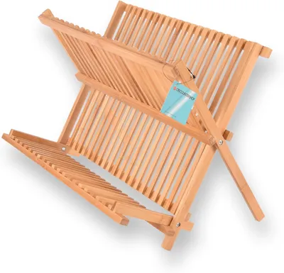 Imagen del producto de Estante de bambú para escurrir, de 42 cm, compacto, ideal para la cocina