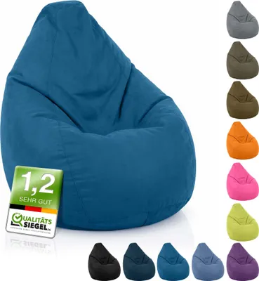 Produktbild von Green Bean® Sitzsack mit Rückenlehne "Drop" 60x60x90cm - Indoor Sitzkissen 220L EPS Perlen Füllung - Blau
