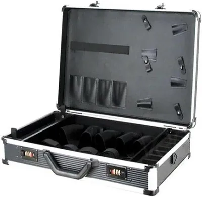Produktbild von Werkzeugkiste - Aufbewahrungskoffer Friseur - Styling Werkzeuge Aufbewahrung - Doppelverschluß Sicherheit - 56 x 33 x 11 cm - Schwarz