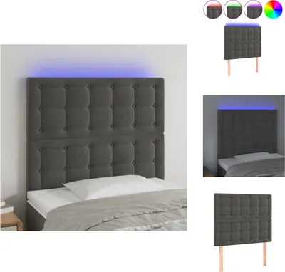 Produktbild von vidaXL LED Kopfteil Dunkelgrau 90x5x118/128 cm Samt -  Kopf- & Fußenden