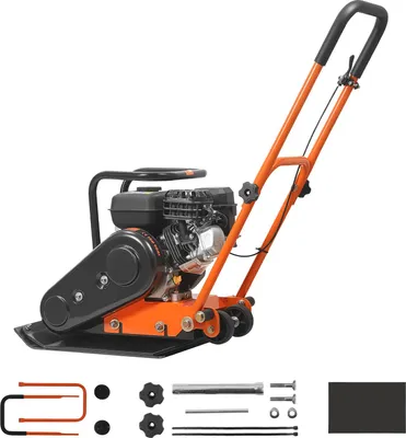 Immagine prodotto di SucceBuy Piastra vibrante a benzina, motore da 6,5 CV (196 CC), 5600 giri/min, pressione di compattazione 10,5 kN, piastra 510x370 mm, macchina manuale per lavori di pavimentazione, compattazione di asfalto e fondamenta