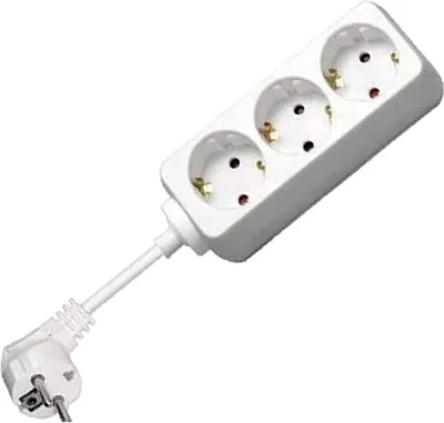 Produktbild von Verlängerungskabel Stromkabel Rund 3m mit extra Steckdose Euro Schuko Stecker Verlängerung Kabel Steckdosenleiste 3m (3-fach, mit Kindersicherung, Steckdosen um 45 Grad gedreht, ) Mehrfachsteckdose weiß