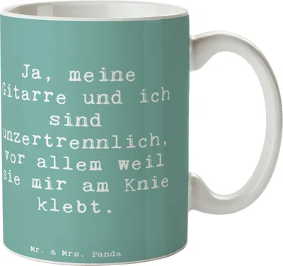 Produktbild von Mr. & Mrs. Panda Tasse Spruch Gitarre Freund - Meeresbrise - Geschenk, haferl, Liebe, Kaffeebecher, Leidenschaft, Musik, Teetasse, Lernen, Akustik, Kaffeetasse, Abenteuer