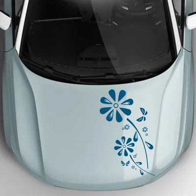 Produktbild von Aufkleber - Autoaufkleber "Margaritenblüten" 50cm x 25cm Signalblau - Tuning Carystyling Heckscheibe Auto