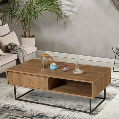 Produktbild von Dmora Couchtisch Algenib 120x60x43 cm Braun, eine Schublade