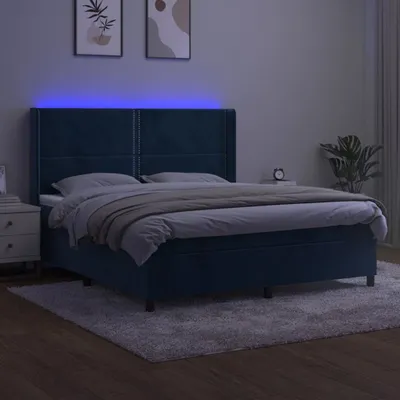 Produktbild von Design Möbel Boxspringbett mit Matratze & LED Dunkelblau 160x200 cm Samt - 2024 Neu