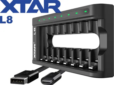 Produktbild von Xtar L8 – Ladegerät für Li-Ion 1,5V und Ni/MH 1,2V Akkus AA/AAA