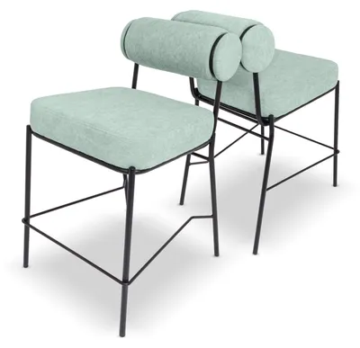 Immagine prodotto di Sapporo - Set di 2 sgabelli di design in metallo e velluto a coste