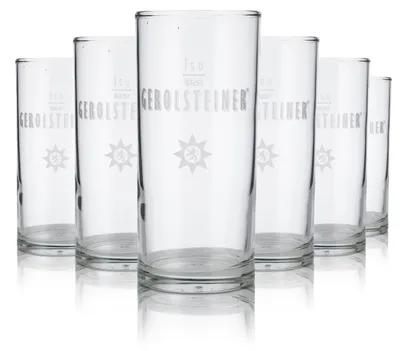 Produktbild von 6x Gerolsteiner Glas 0,2l Mineralwasser Sprudel Soda BecherGläser Set Gastro