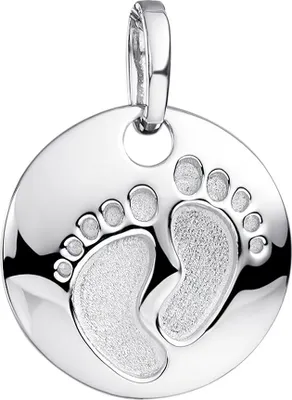Produktbild von MATERIA by Matthias Wagner Runder Anhänger Baby Füße für Kette 16mm - 925 Silber rhodiniert KA-454-S-Gravur