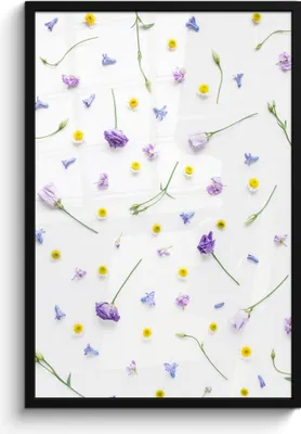 Produktbild von MuchoWow® MuchoWow® Gerahmtes Poster Blumen - Lila - Gelb 60x90 cm - Poster mit zchwarzem Bilderrahmen - Kunst