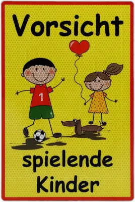 Produktbild von UvV Warnschild Vorsicht spielende Kinder 30 x 20cm reflektierend(gelb)