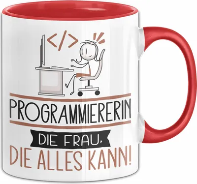Produktbild von Programmiererin Geschenk Tasse Becher Die Frau Die Allen Kann Geschenkidee für eine Programmiererin Lustig (Rot)