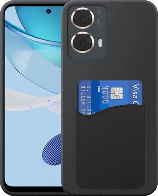Produktbild von Geeignet für Motorola Moto G 2023 Phone Case mit Silikon-Kartenhalter - Flexible Back Cover Case Silikon TPU mit Silikon Cardslot - Schwarz - Smartphonics
