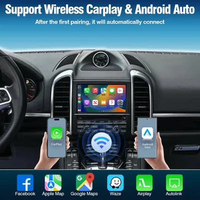 Imagen del producto de Receptor Bluetooth - CarPlay y Android Auto inalámbricos - Bluetooth 5.0 - Navegador GPS