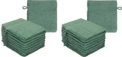 Produktbild von Betz 20 Stück Waschhandschuhe 16x21 cm PREMIUM 100% Baumwolle  Farbe: tannengrün