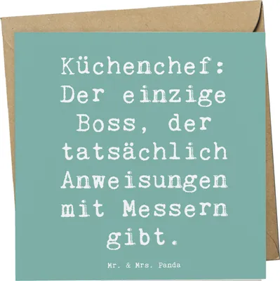 Produktbild von Mr. & Mrs. Panda Grußkarte Spruch Koch Anleitung - Meeresbrise - Geschenk, Beruf, handgefertigte Geschenke, anlasskarte, personalisierte, Klappkarte, Küchenchef witzig