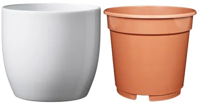 Produktbild von MePla - Set - Übertopf Basel ø16 + Kulturtopf ø15 - weiss