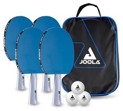 Productafbeelding van Tafeltennisset tafeltennisbatjes tafeltennisrackets - 4 batjes - 3 ballen - Beschermtas - Binnen en buiten