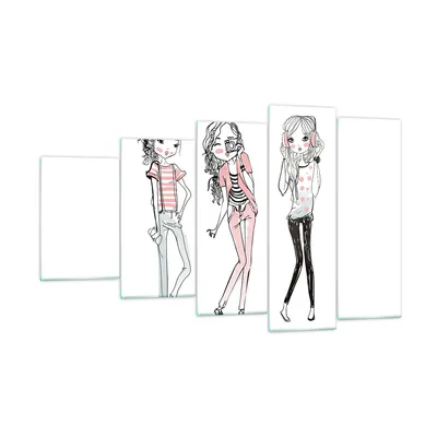 Produktbild von Bilder auf glas - Mädchen Mode Trends Treffen - 100x60cm - Glasbilder - Wandbilder - Kunstdruck - zum Aufhängen bereit - Wanddekoration aus Glas - Glas Bilder - Wandbild auf Glas - GEG100x60-2863