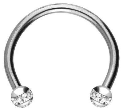 Produktbild von Ohrpiercing, Nasenpiercing, Septum Piercing Titan Hufeisenring EPOXY-RING-KUGELN + KRISTALLE