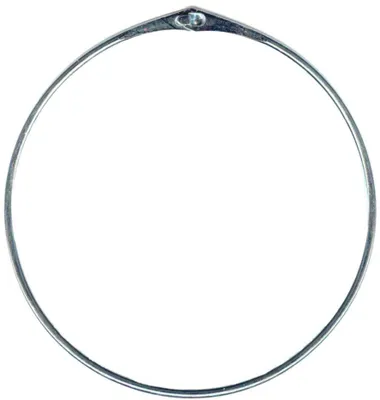 A silver ring on a white background.