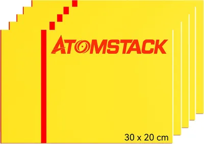 Produktbild von ATOMSTACK ABS Kunststoffplatte (4 Stück, 30 x 20 cm) – Lasergravurplatte für DIY-Projekte, Kunststoffplatte in Gelb auf Rot