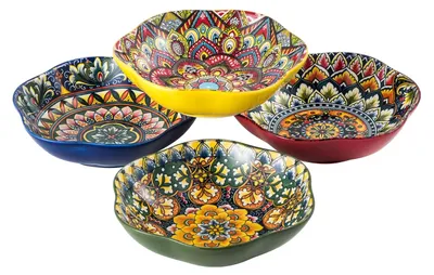 Porzellan-Schüsseln, 4er-Set, bunt, 630 ml, Böhmischer Stil