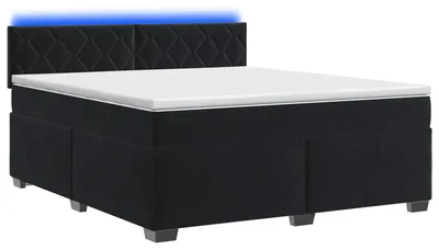 Productafbeelding van vidaXL Boxspringbed met matras en LED-verlichting, zwart, 140 x 200 cm, fluweel