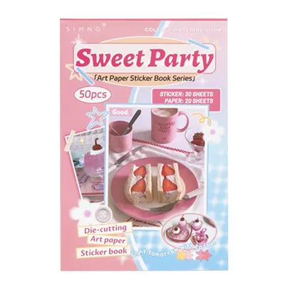 Produktbild von Simno® Sticker- und Papierset, 50 Blatt – Süße Feier