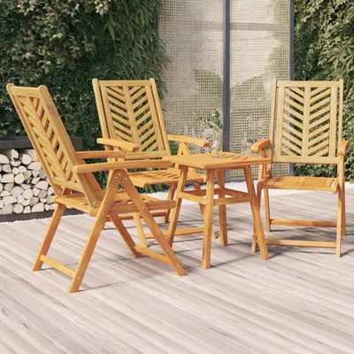 Produktbild von The Living Store Gartenstühle Verstellbar 3 Stk. Massivholz Akazie