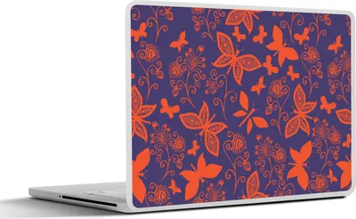 Produktbild von MuchoWow® Laptop Aufkleber Sticker Cover Schmetterling - Libelle - Rot - Muster 25x18 cm - Laptop-Deko