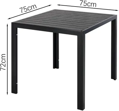 Image de Table d'extérieur en aluminium - Table pour balcon - Table bistrot - Table pour l'extérieur - Table de jardin - Résistante aux intempéries - 75x75x72 cm